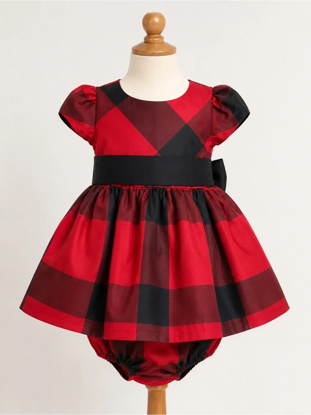 Ralph Lauren Baby Girls Red Black Plaid Dress Bloomers Holiday Set 12M EUC